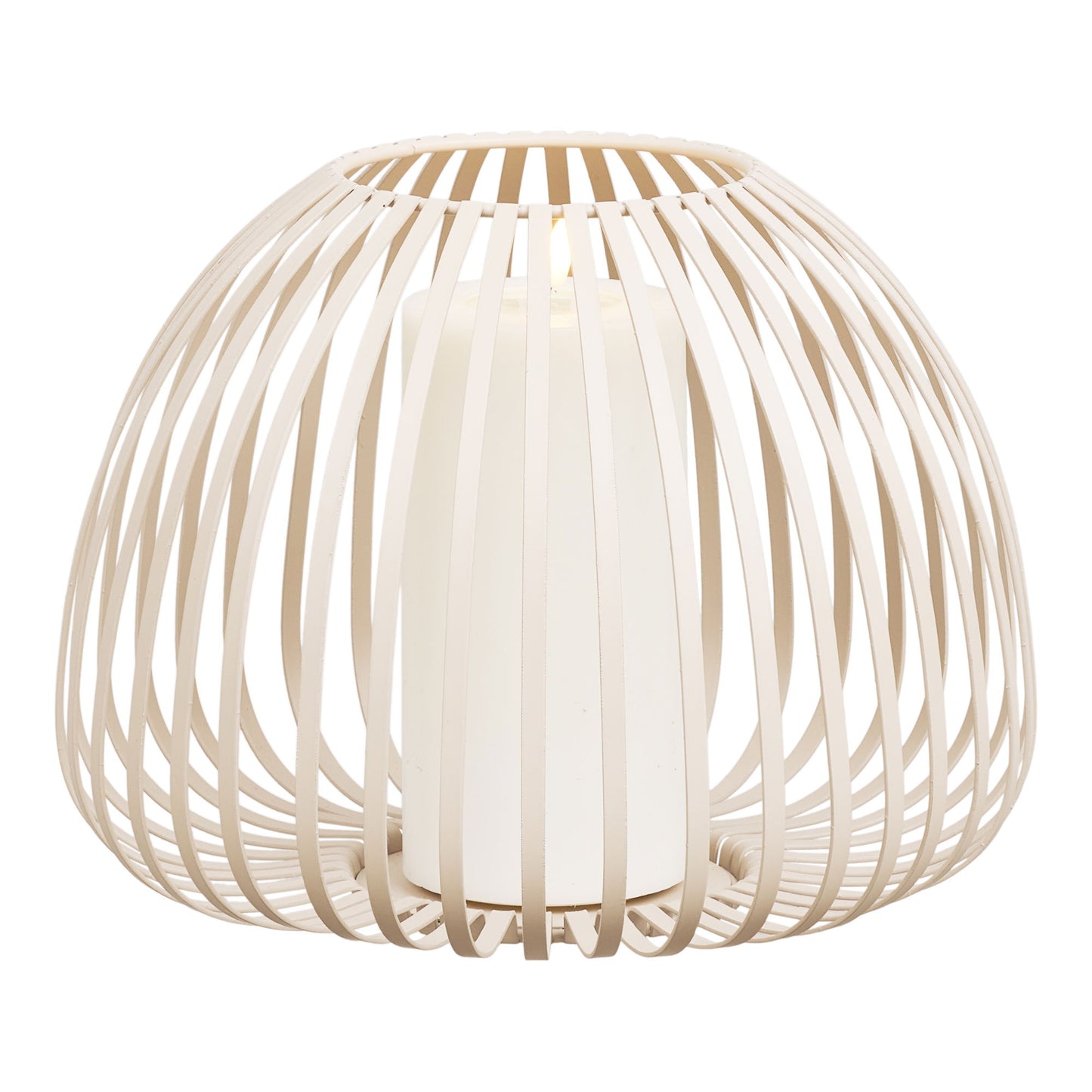 Stoense beige metalen lantaarn met kaars
