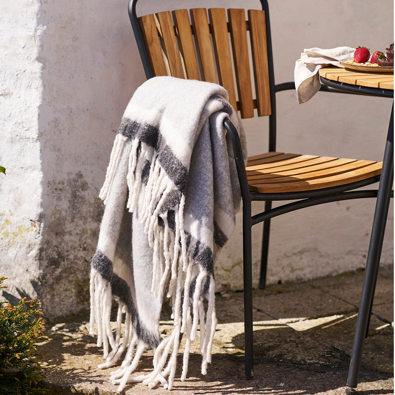 Carmel wollen grijs/wit deken - warmte voor koude avonden
