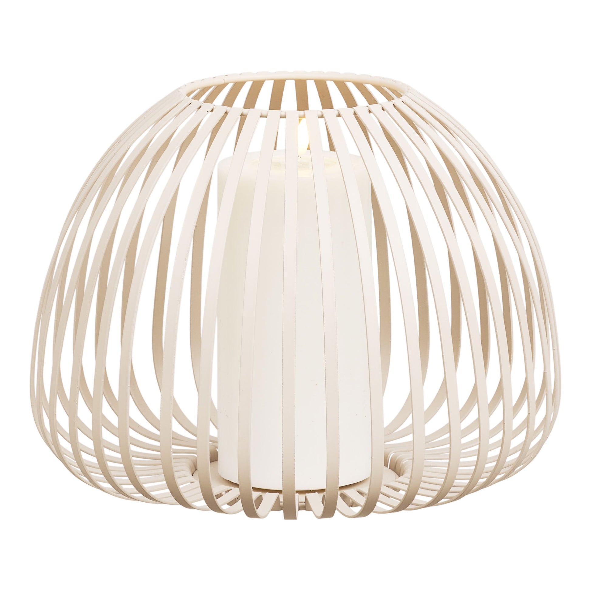 Stoense beige metalen lantaarn met kaars