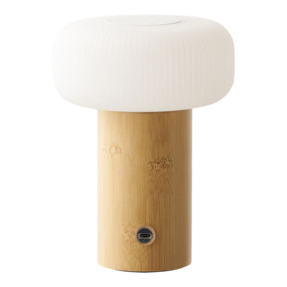 Stafford LED tafellamp in bamboe — draadloze Scandinavische sfeerverlichting