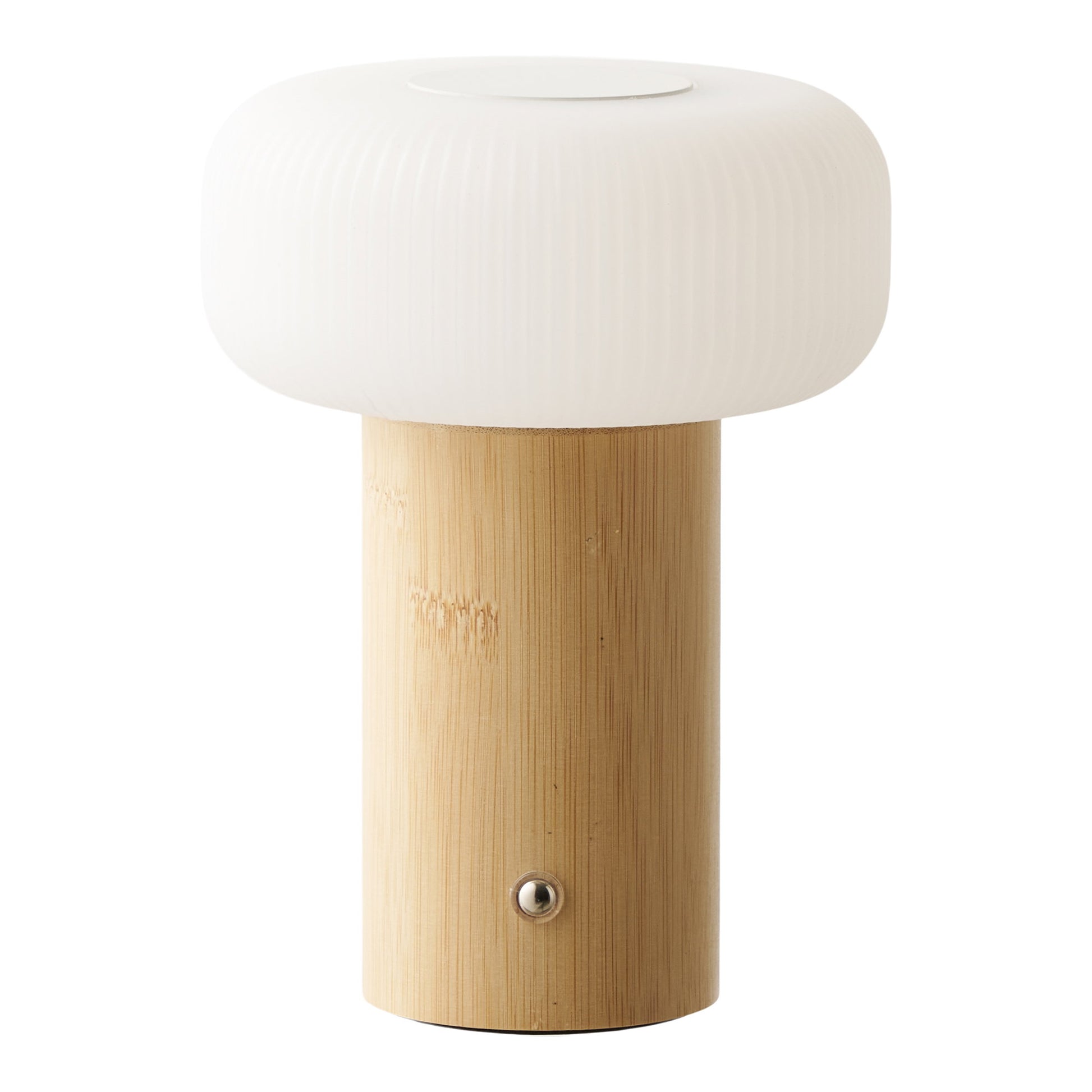 Stafford LED tafellamp in bamboe — draadloze nordic sfeerverlichting