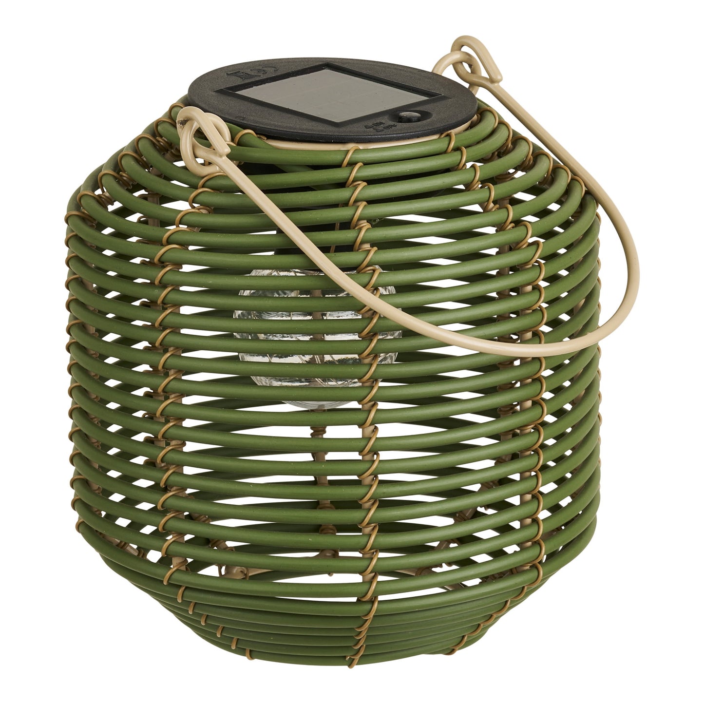 Crewe lantaarn met zonnepaneel - groene rotan sfeerverlichting voor de tuin