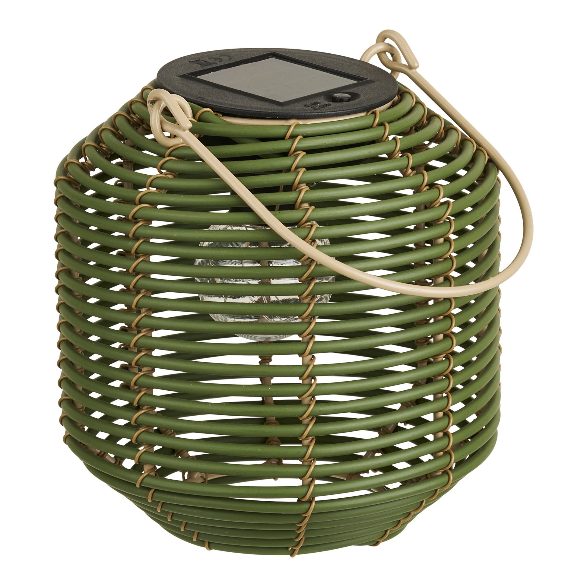 Crewe lantaarn met zonnepaneel - groene rotan sfeerverlichting voor de tuin