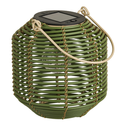 Crewe lantaarn met zonnepaneel - groene rotan sfeerverlichting voor de tuin