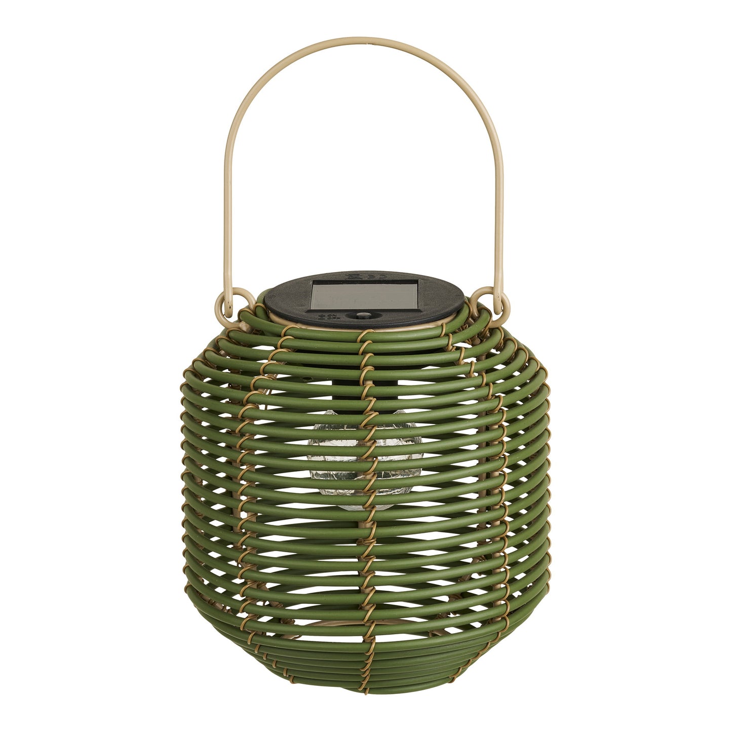 Crewe lantaarn met zonnepaneel - groene rotan sfeerverlichting voor de tuin