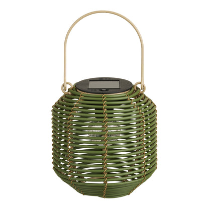 Crewe lantaarn met zonnepaneel - groene rotan sfeerverlichting voor de tuin