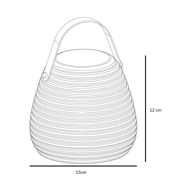 Afmetingen van de kleine Derry sfeerverlichting voor in de tuin: 13cm breed en 12cm hoog