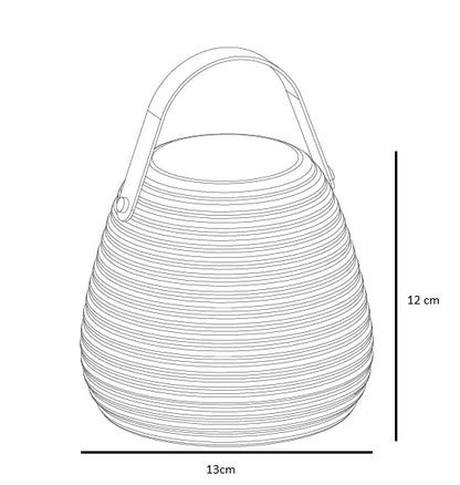 Afmetingen van de kleine Derry sfeerverlichting voor in de tuin: 13cm breed en 12cm hoog